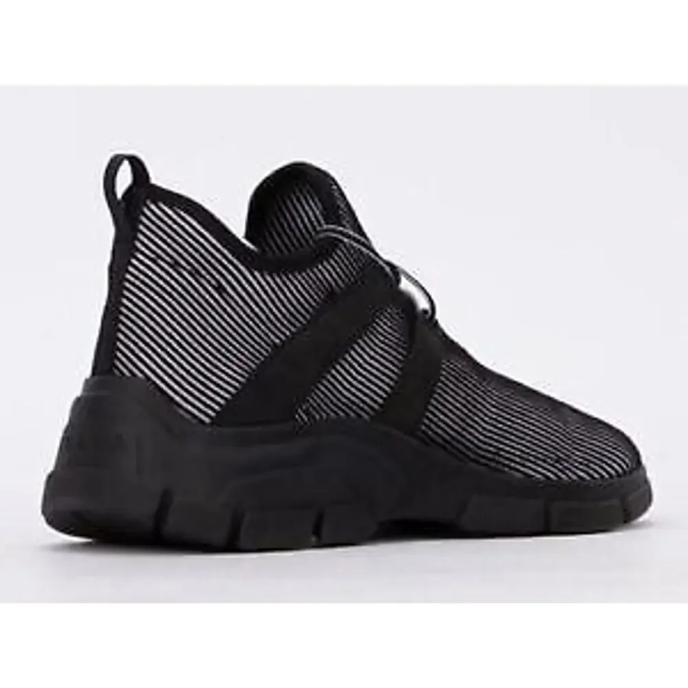 Prada Logo Knit Row Sock Black White Low Flat Trainer Sneaker Men UK 9.5 US 10.5 - Picture 8 of 12